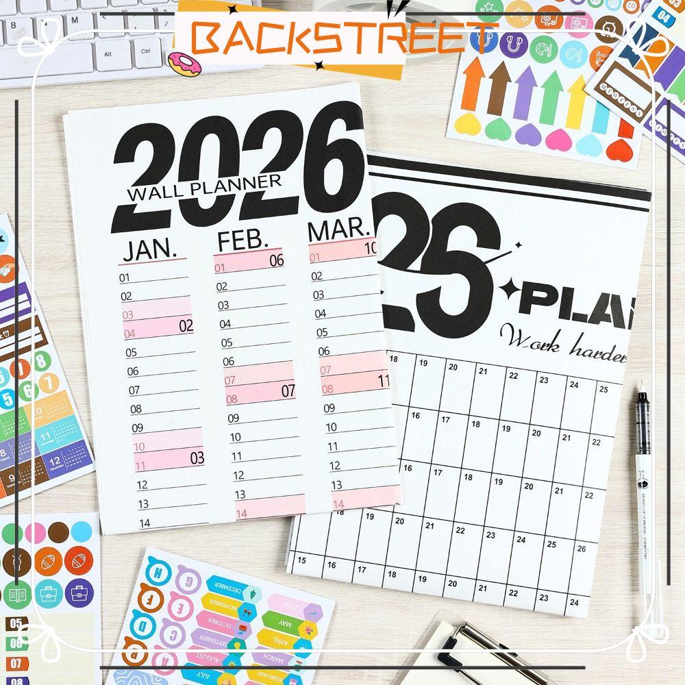 BACKSTAGE 2026 Calendar Planner Sheet, Large Planner Target Wall Calendar, Durable Schedule Sticker 