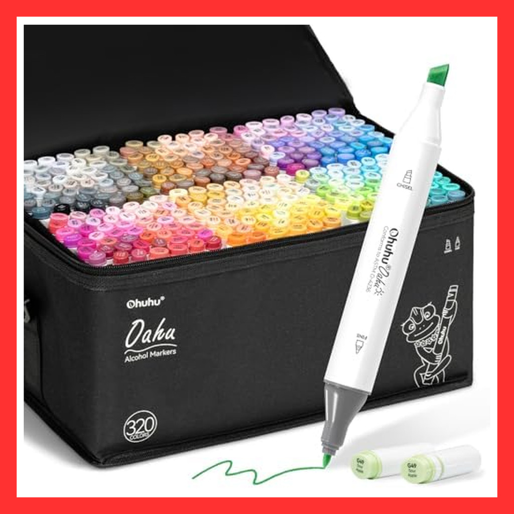 【Directly from Japan】 Ohuhu Illustration Markers, Normal Type, 320 Colors, 321 Pieces, Thick and Fin