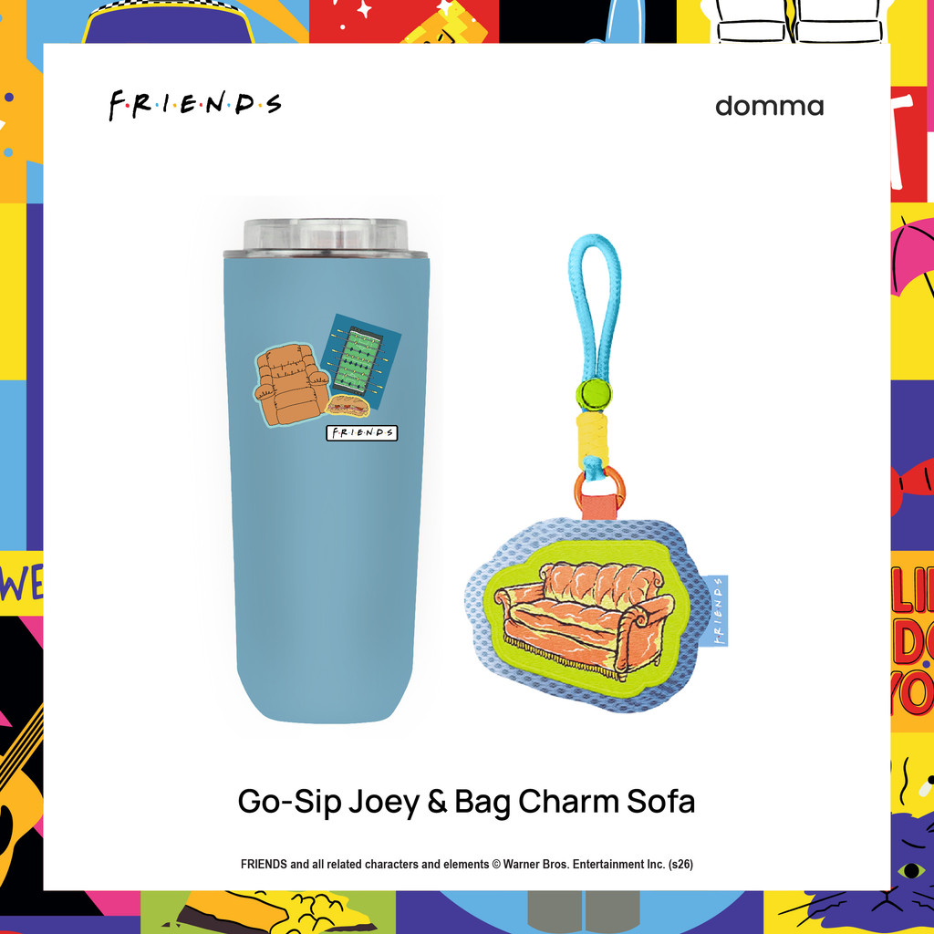 [Domma] Bundling Friends Edition - 700 ml Go-Sip Tumbler Joey + Bag Charm Sofa | ผนังคู่สแตนเลสฉนวนข