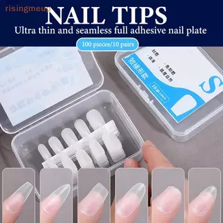 [risingmeup] 100 ชิ้น/กล่องเล็บปลอมเคล็ดลับการออกแบบขนาดกลาง Matte Finish เล็บปลอมเล็บเครื่องมือ Extension กดบนใหม่