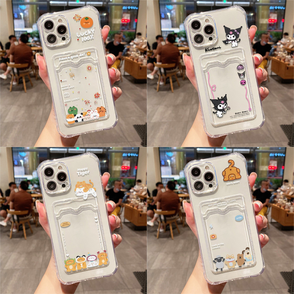 Clear ซองใส่การ์ด case for iPhone 17 16 11 13 15 12 14 Pro Max X XSMax SE XR XS 7 8 Plus เคสโทรศัพท์ซิลิโคน TPU โปร่งใส