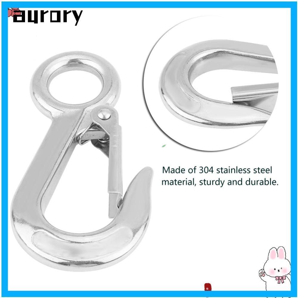 AURORY Crane Hook, 304 สแตนเลส Silver Lifting Hook,ทนทาน 0.2T 0.3T 0.5T Grab Hooks Rigging Accessory
