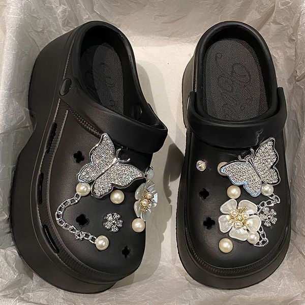 sketchers official รองเท้าพื้นหนาโฟม รองเท้ามีรูเอวาสำหรับฤดูร้อนปี2025พื้นหนากันลื่นไม่เหม็นแฟชั่นแ