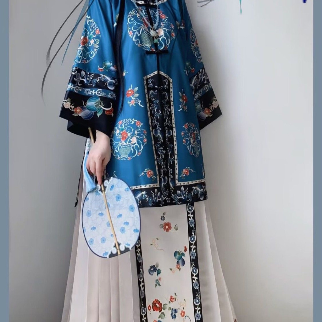 Youran [เต็ม] Cao County Horse Face กระโปรง Qing Han หญิง Recovery คู่รอบคอโบราณชาติพันธุ์เครื่องแต่