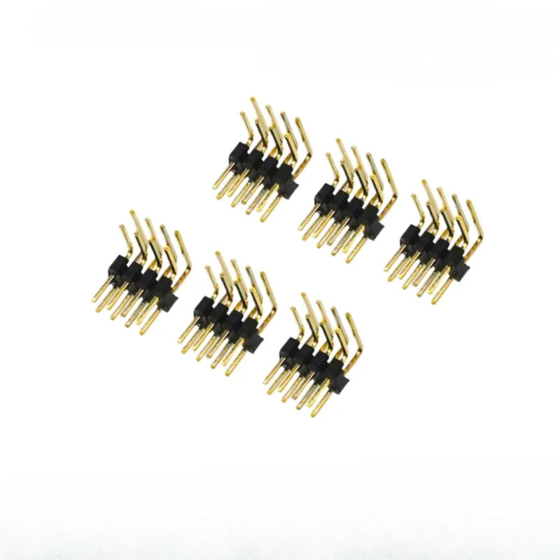 100pcs 1.27mm Dual 90D 2 * 2P 3 4 5 6 7 8 10 12P 40P คู่แถวมุมขวา RA PCB Jumper Strip Rohs Gold-plat