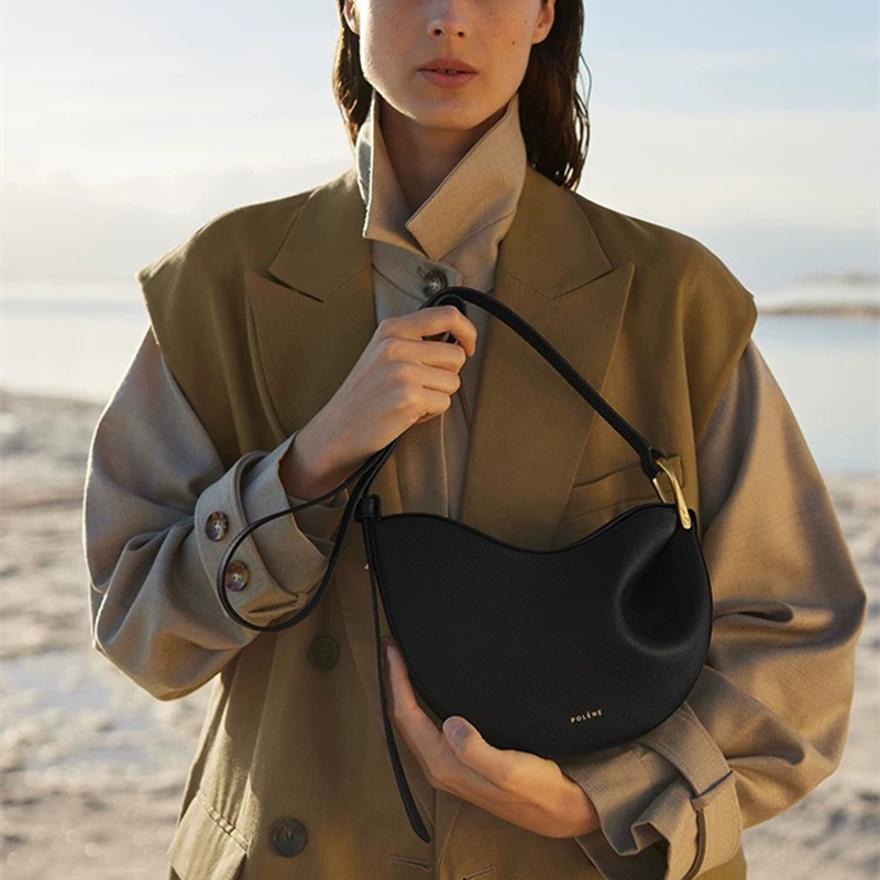 ️ POLENE POLENE Tonca ของแท้หนัง Pea Bag ไหล่ Crossbody Saddle Dumpling Bag Buyjou ตกแต่งบ้าน ️