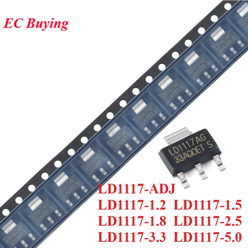 10pcs LD1117 LD1117AG 1.2 V/1.5 V/1.8 V/2.5 V/3.3 V/5.0 V 1A LD1117-1.2 LD1117-1.8 LD1117-3.3 LD1117