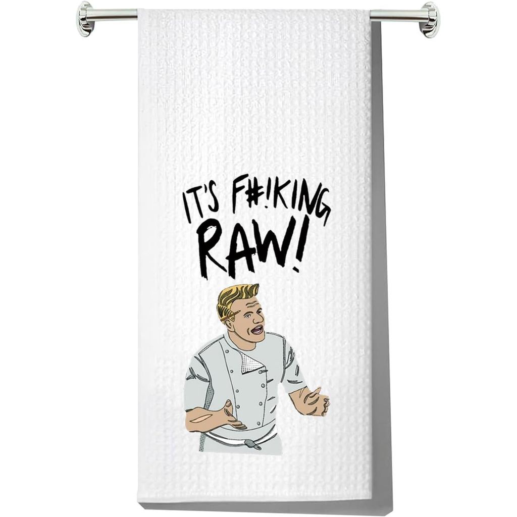 LEVLO Chef Ramsay Kitchen Towel - It's Raw Tea Towel for Fans - Gordon Merchandise Gift