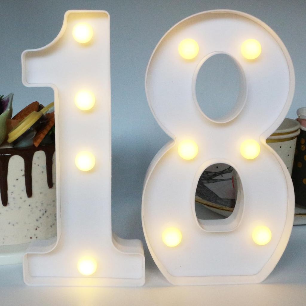 H:7.88 Inches Light Up Numbers 18 Sign for Party Decor, Happy 18th Birthday Decorations for Girls, 1