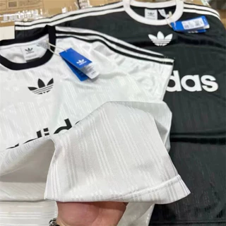 Adidas Retro Jersey เสื้อยืดกีฬาลายลําลองหลวมสไตล์ Unisex