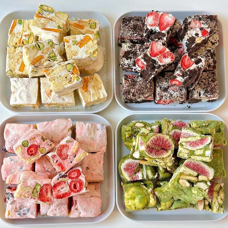 Snowflake Crisp Cranberry Biscuit Candy Pastry Snack Nougat Milkfruit Candy ของว่างสบายๆทั้งกล่อง 10