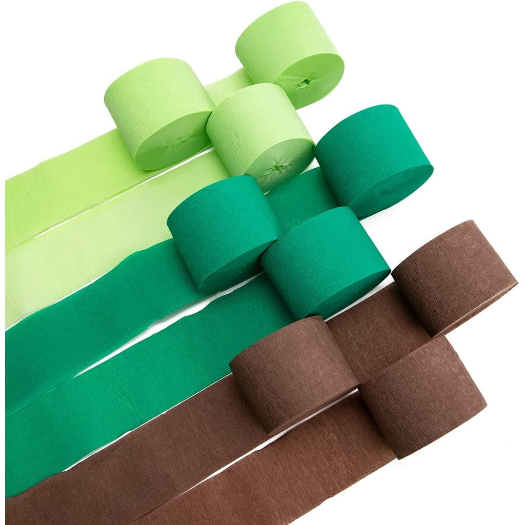 Crepe Paper Streamers 9 Rolls 738 ft Crepe Paper Decorations for Dinosaur Birthday Party, Natural Th