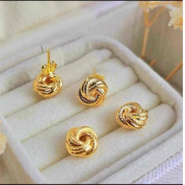 Gold18k ต่างหู Knot ensaymada สําหรับ A5345