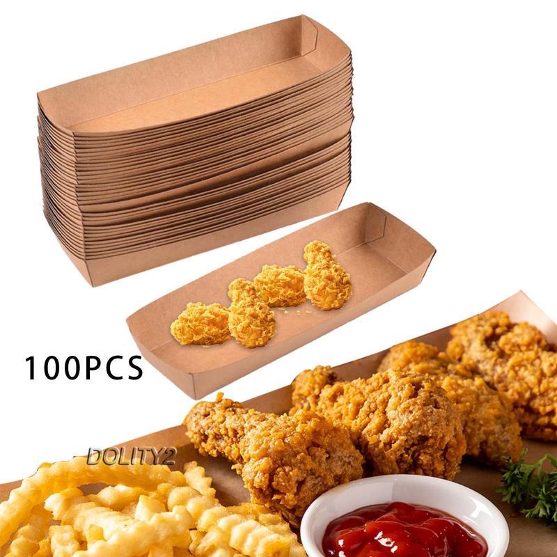 [Dolity2] 100 ชิ้น Non Reusable Holders ตะกร้าเสิร์ฟสําหรับ Nachos Hot Dog French Fries