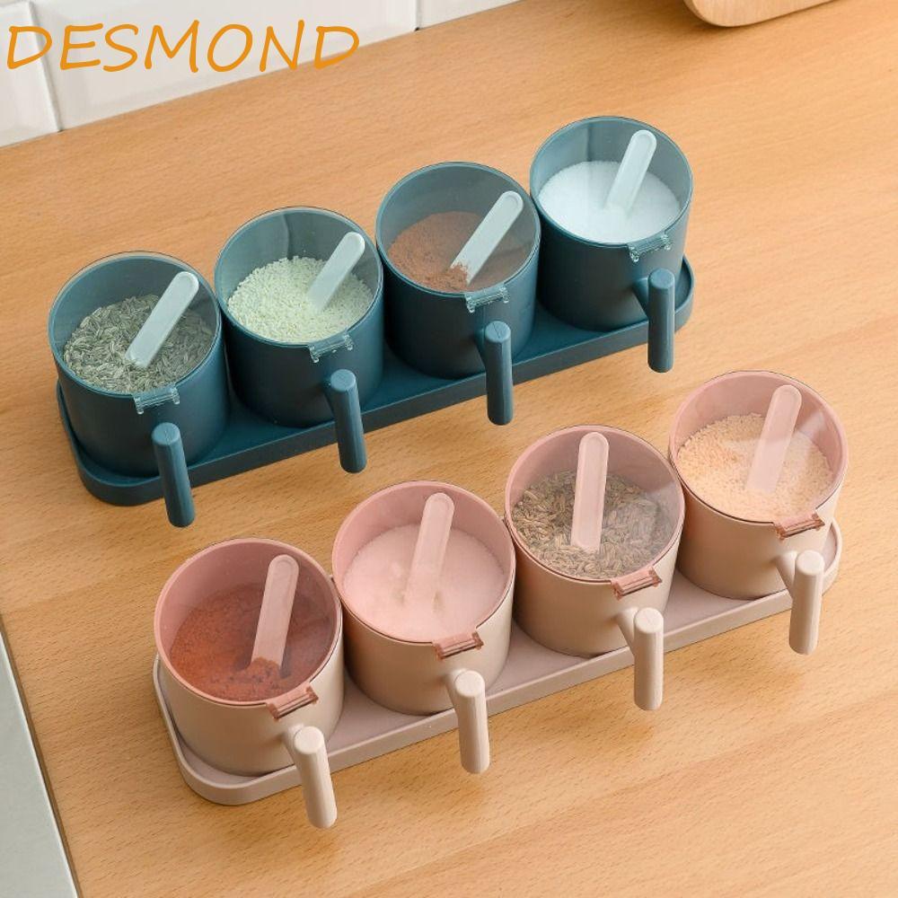 DESMOND Seasoning Organizer,Divding Grids Airtight Spices Box, Multi-functional พร้อมช้อน Anti Slip 