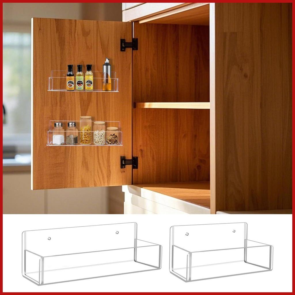 Wall Spices Rack อะคริลิคเครื่องเทศ Rack ชั้นวางอะคริลิคใส 2 ชิ้น Organizer สําหรับจัดเก็บ Apartment