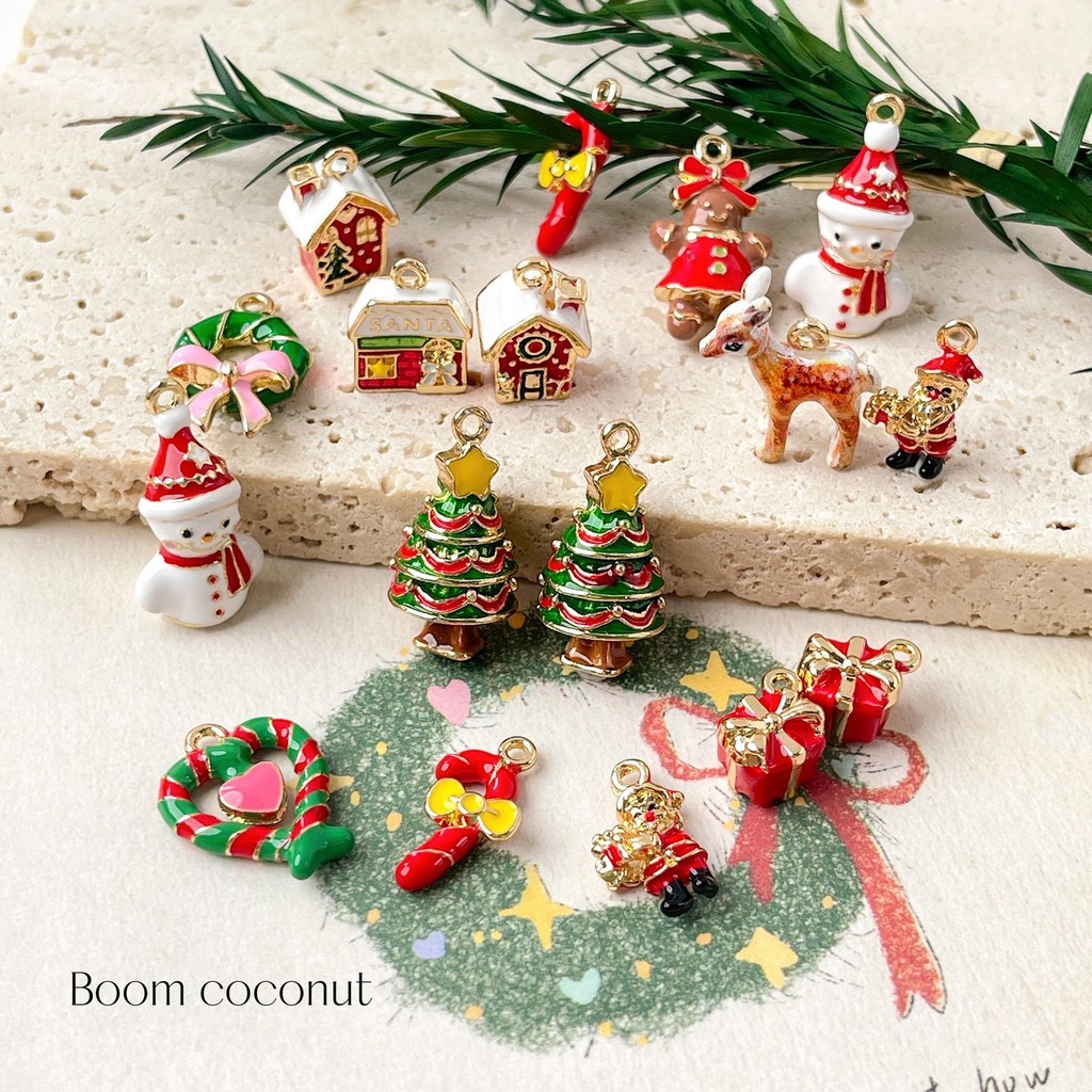 ของขวัญคริสต์มาส กวางแอปเปิ้ล DIY ลูกปัด สร้อยข้อมือและจี้ handmade