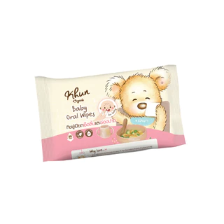 Khun ทิชชู่เปียกเช็ดทำความสะอาดช่องปากสำหรับเด็ก Oral Wipe เช็ดลิ้น เหงือก ฟัน กระพุ้งแก้ม 20 แผ่น