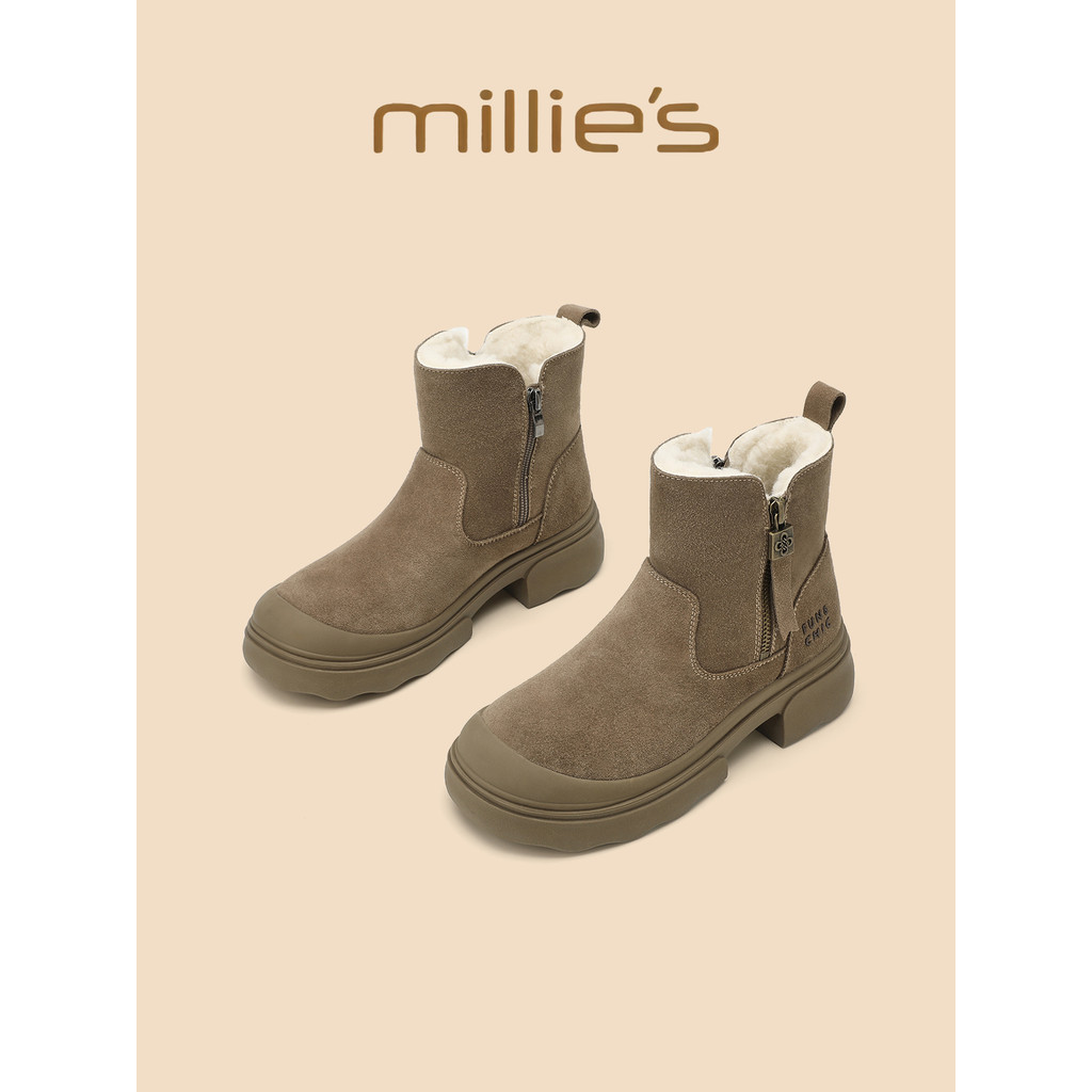 Millies Miaoli รองเท้าผู้หญิงสไตล์เรโทร ทำจากหนังแกะANTI-SLIPKnight ดีไซน์ใหม่ทันสมัย