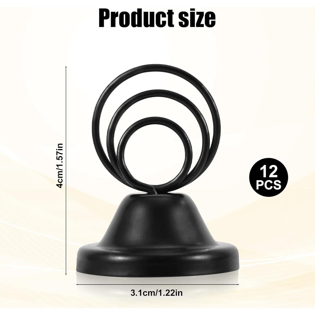 12Pcs Table Number Holders, Metal Black Finish Wire Picture Stands Name Menu Clips Place Card/ Memo/