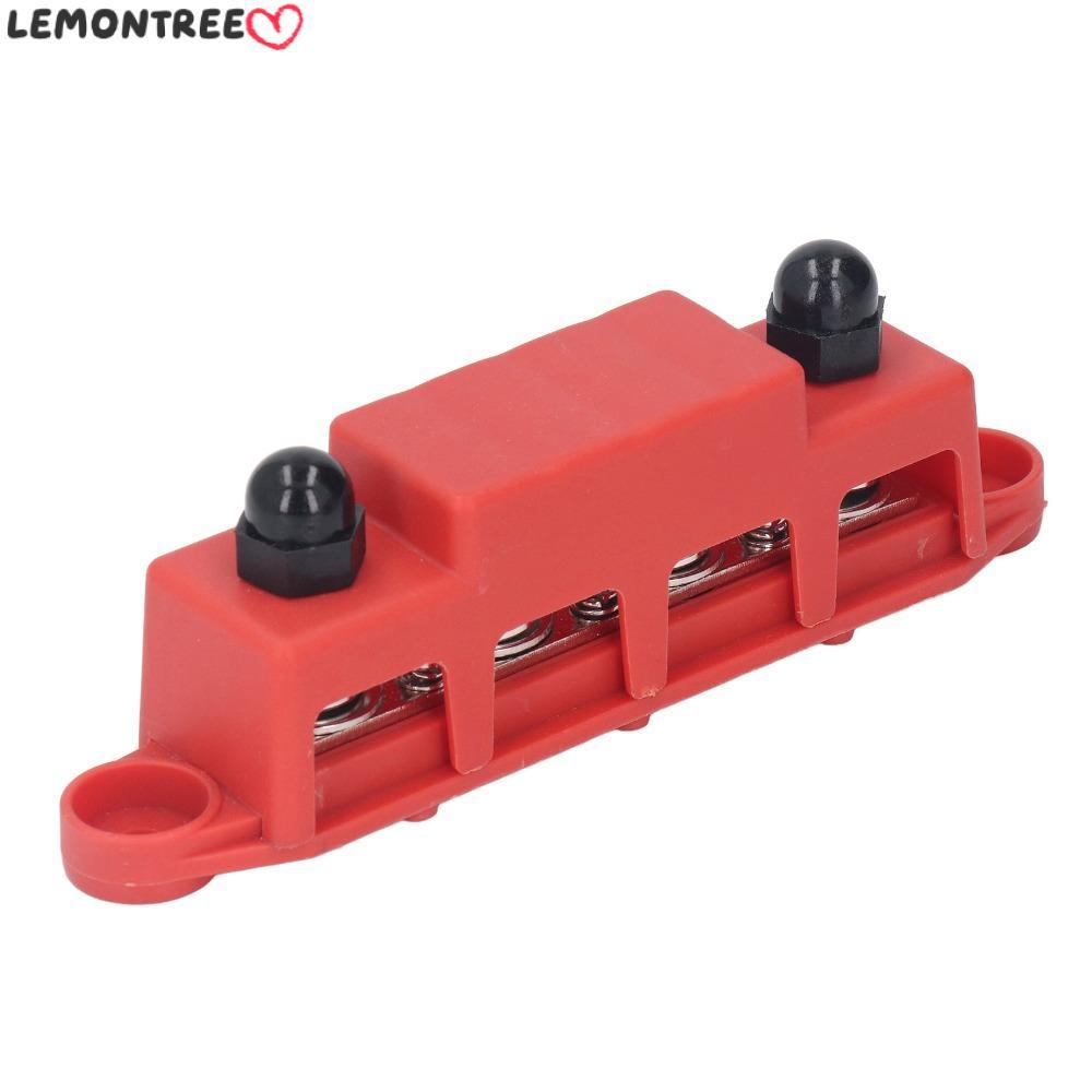 LEMONTREE M10 Studs Bus Bar, สีแดง/สีดํา 4 ตําแหน่ง 4 ตําแหน่ง Bus Bar, สกรู Terminals M10 3/8 48VDC