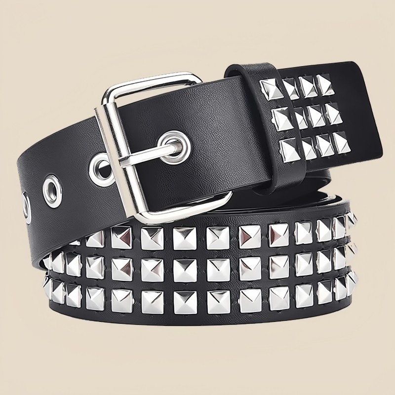 Trend Rivet Belt Heavy Metal Belt Men Women Punk Nightclub Rock Style Belt Jeans Belt Y2K Belt Fashi