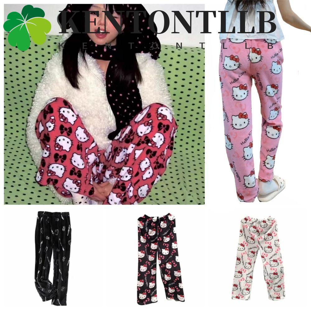 เคนตันtllb กางเกงแมวคิตตี้,เสื้อผ้าหน้าแรกอะนิเมะกางเกงขนแกะ,ลําลองฤดูหนาวการ์ตูนขนแกะปะการังกางเกงผ้ายืดชุดนอน
