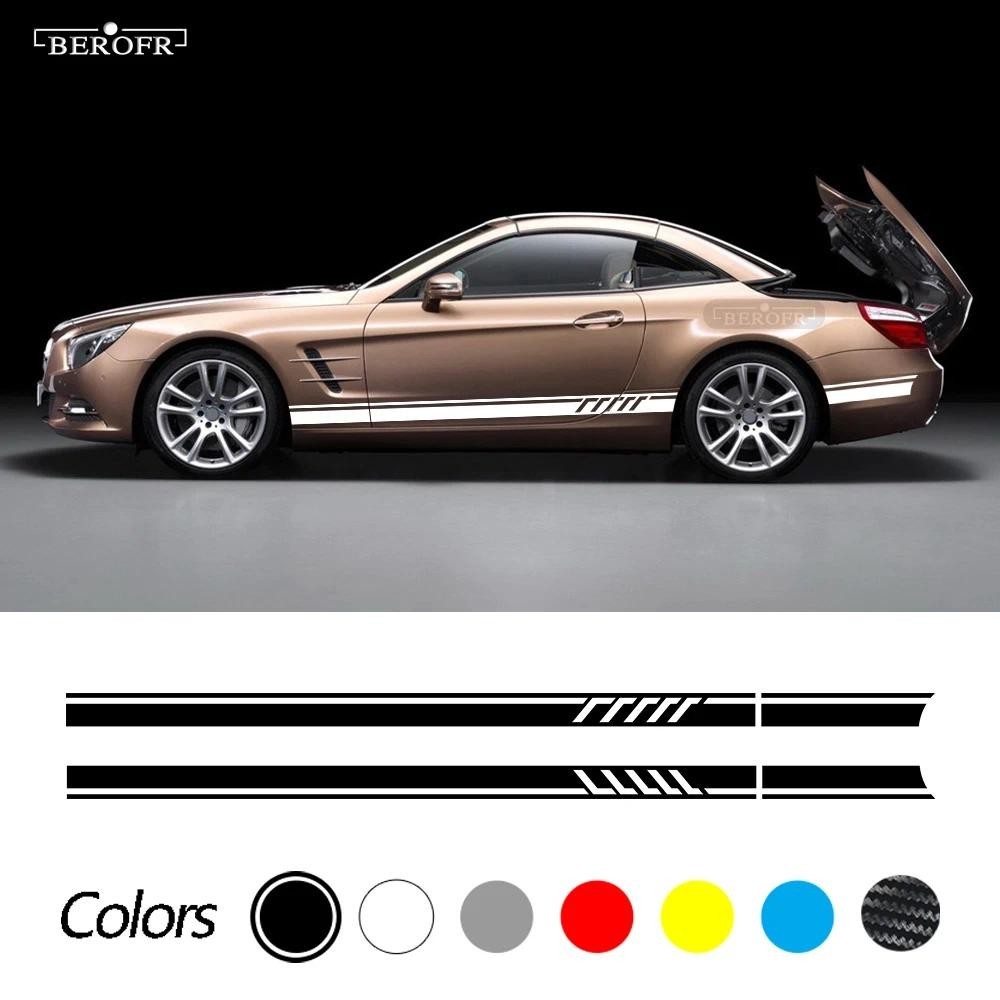 รถประตูด้านข้างลายกระโปรงสติกเกอร์ไวนิล Decal สําหรับ Mercedes Benz SL Class R230 R231 SL500 SL350 A