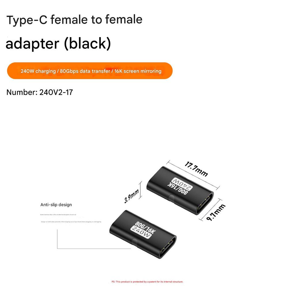 240W Type-C Female to Female Adapter Data Cable Extender, USB 4.0/80Gb/16K เข้ากันได้กับ Thunderbolt 5