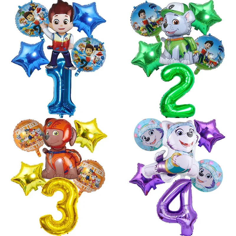 6 ชิ้นใหม่ Paw Patrol ชุดลูกโป่งวันเกิด Ryder Rocky Zuma Everest อลูมิเนียมฟอยล์บอลลูนเด็กบทความตกแต่งวันเกิด V5BX