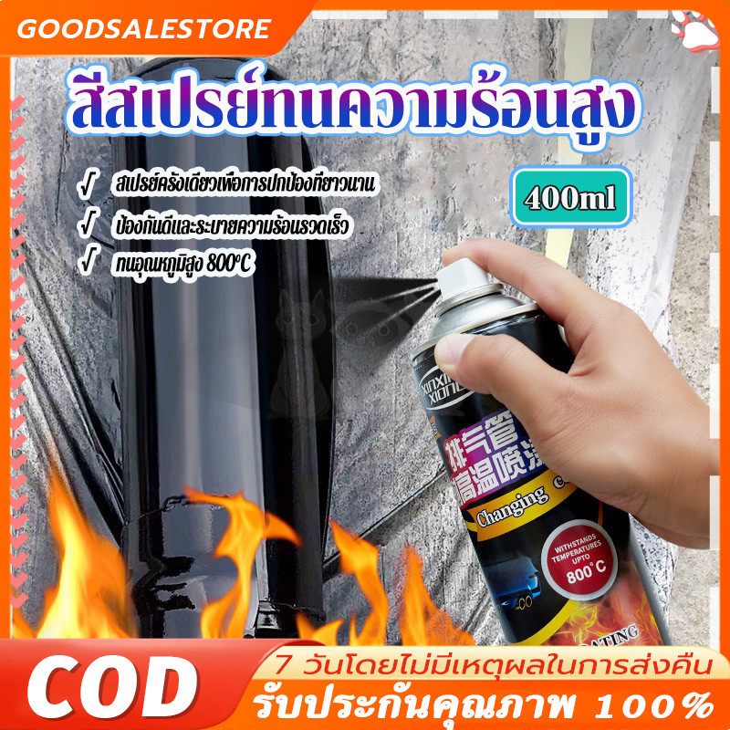 สีสเปรย์ทนความร้อนสูง สีพ่นทนความร้อน สำหรับโลหะ แห้งเร็ว ป้องกันสนิม ท่อไอเสียรถยนต์/มอเตอร์ไซค์ 400ML