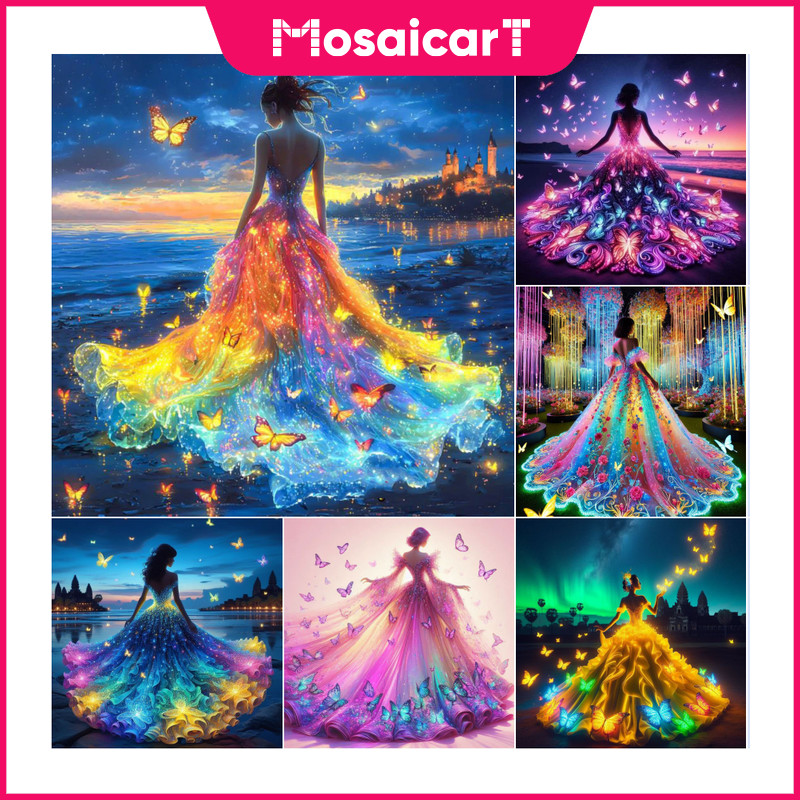MA การ์ตูนผีเสื้อความงาม 5D เพชรจิตรกรรมชุดคริสตัล Cross Stitch Full Diamond Home Wall ตกแต่ง ขนาด 30x30/40x40/50x50/60x60