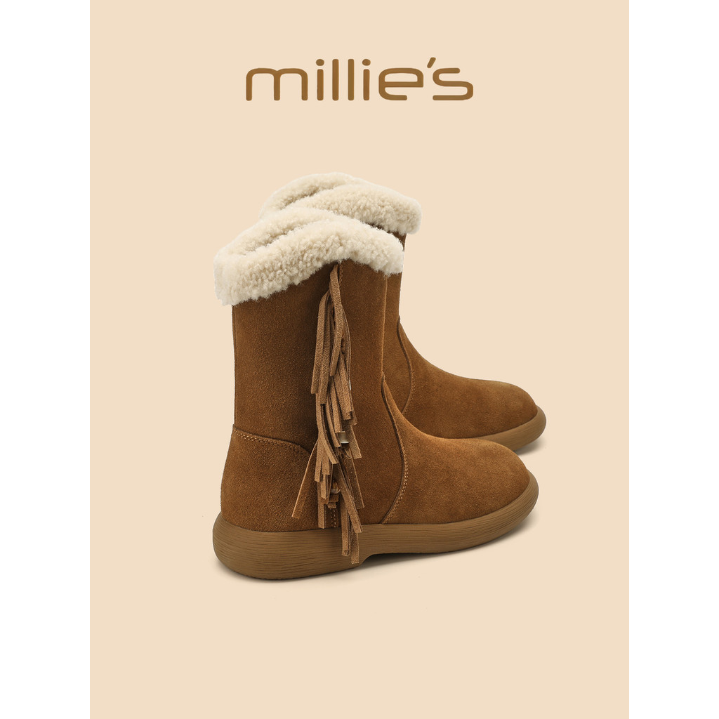 Millies Miaoli รองเท้าผู้หญิงหนา Soled Retro พู่แบน Soled กํามะหยี่สไตล์อังกฤษรองเท้าแฟชั่น 2026 สไต