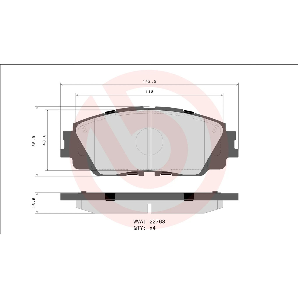 ผ้าดิสเบรคหน้า LEXUS ES300h ES350 UX250h UX300e UX300h 2018- TOYOTA CAMRY ASV70 C-HR COROLLA CROSS