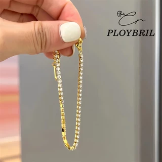 PLOYBRIL ญี่ปุ่นสไตล์เกาหลีประณีตเงา3มิลลิเมตรเพทายฝังสร้อยข้อมือเหล็กไทเทเนียมสร้อยข้อมือรักษาสี S018