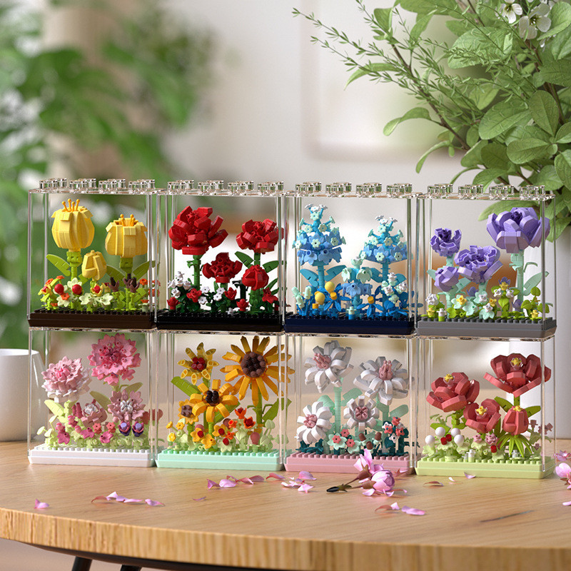 เข้ากันได้กับเลโก้ ผู้มีอิทธิพล ฝันกล่องดอกไม้อาคารบล็อกดอกไม้อมตะช่ออะคริลิปกสาวของเล่นเครื่องประดับ11231123