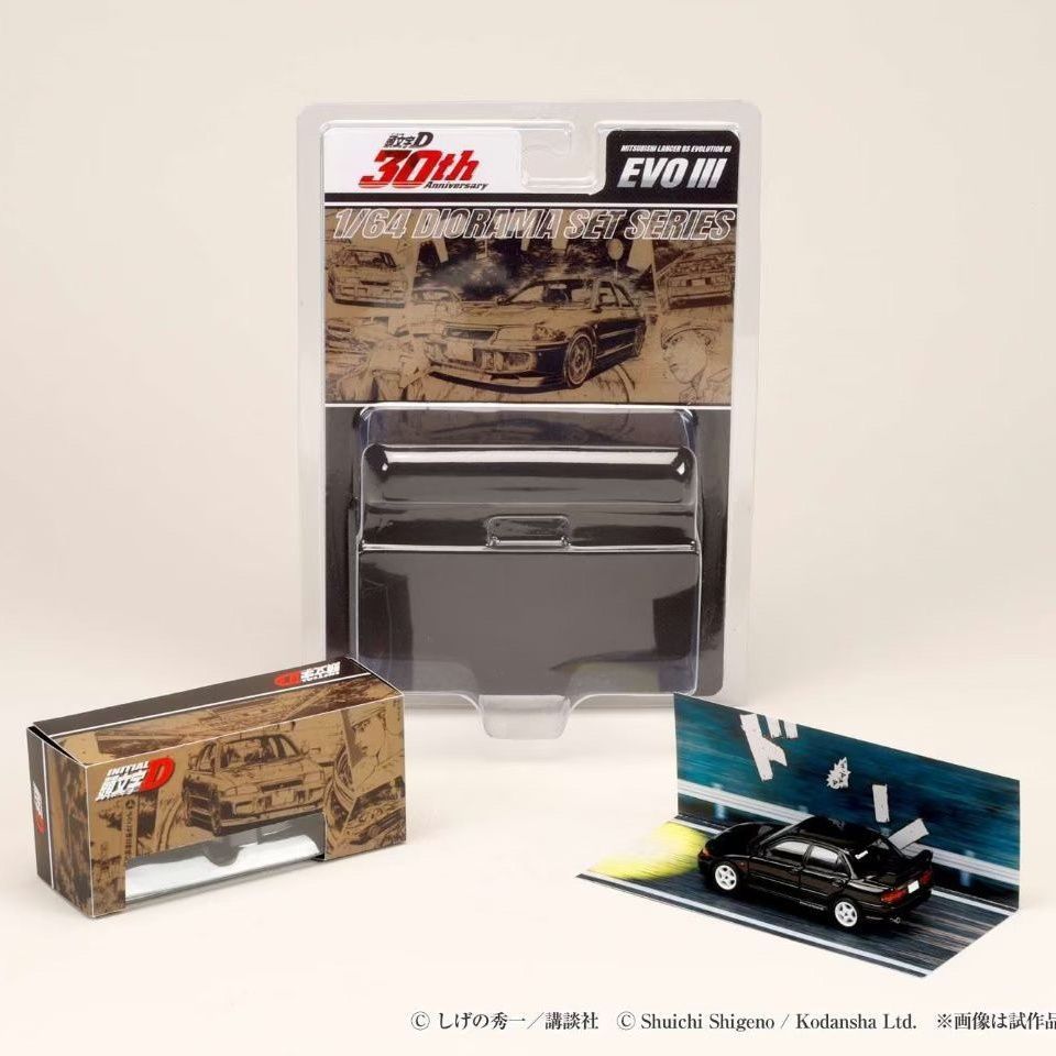 HobbyJapan 1/64 Initial D Mitsubishi Evo Alloy รถเหล็กโมเดลของเล่นของขวัญวันเกิด - รูปที่ 4