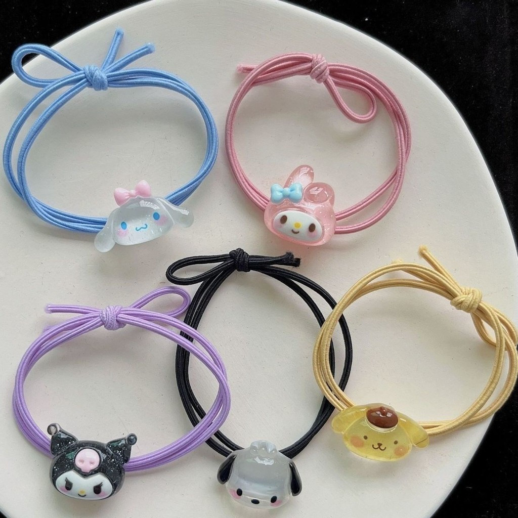 ยางรัดผมโปร่งใส Sanrio ออกแบบลายสนุกสนาน Cinnamoroll, Kuromi และ My Melody