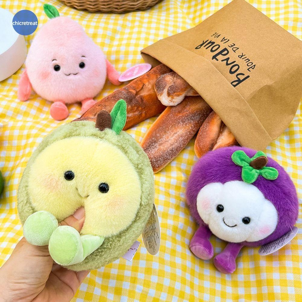 CHICRETREAT Fruit Peach Plush Doll, Fragrant Hami melon Durian Plush Toy พวงกุญแจ, พวงกุญแจตุ๊กตาการ