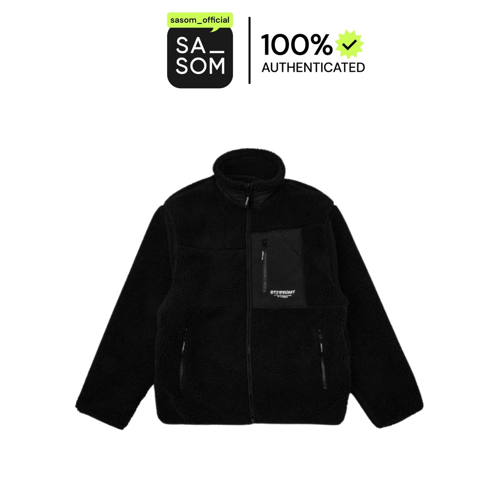 BT21 X FRAGMENT FLEECE JACKET "BLACK" | ของแท้ ตรวจสอบโดย SASOM
