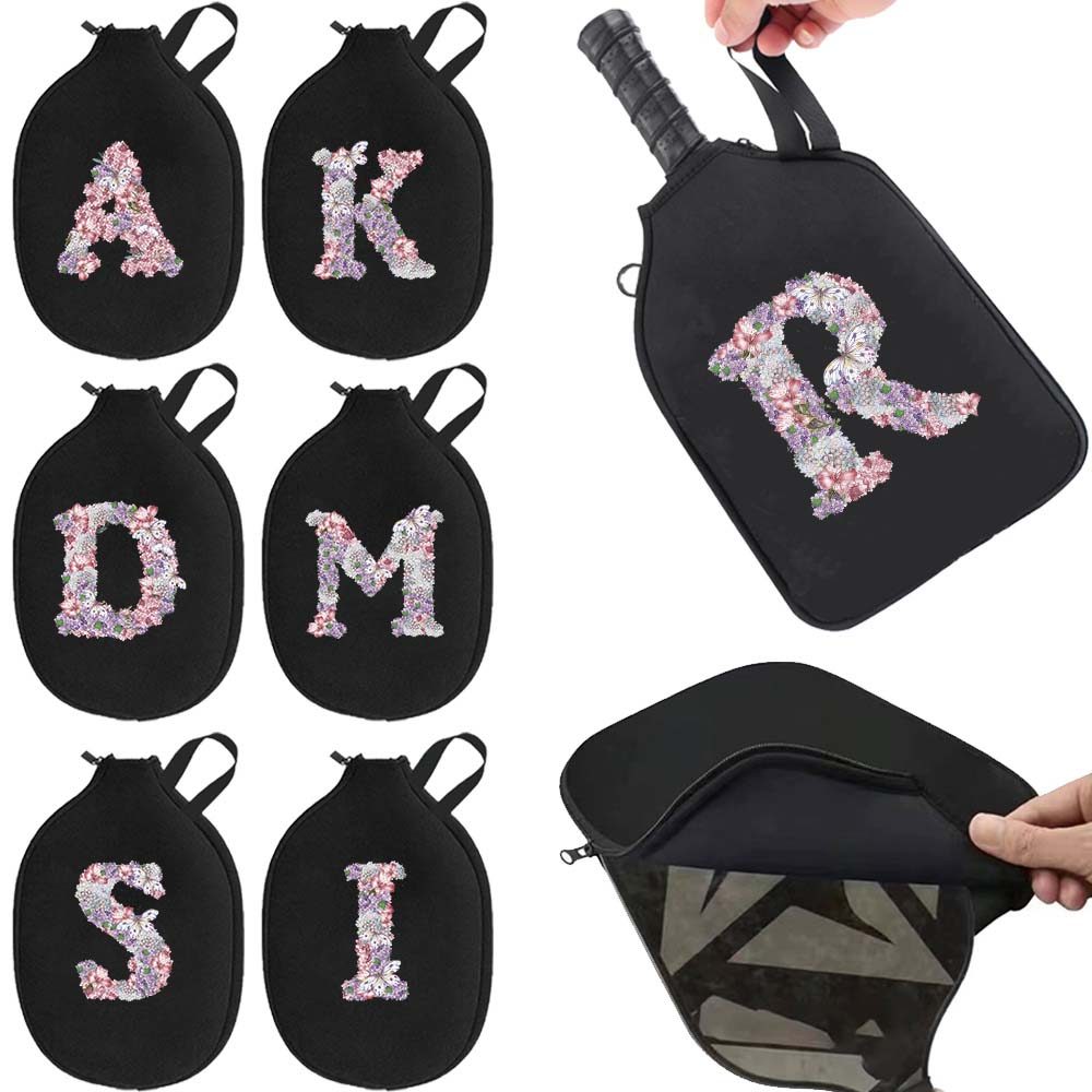 Peak Racket Storage Bag ช่องตาข่ายที่เก็บ Paddle Pouch Protect Rackets Rose Flower Printing Series