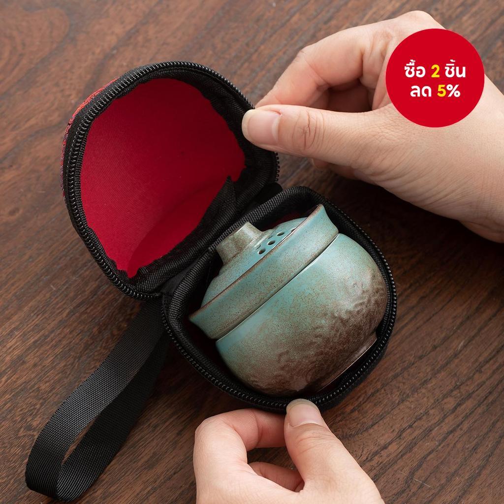Miniature Camping ชุดชา Unbreakable เซรามิค Solo Cup Travel Case Vintage ถ้วยชากาแฟ Brewer หม้อแก้ว 1PC
