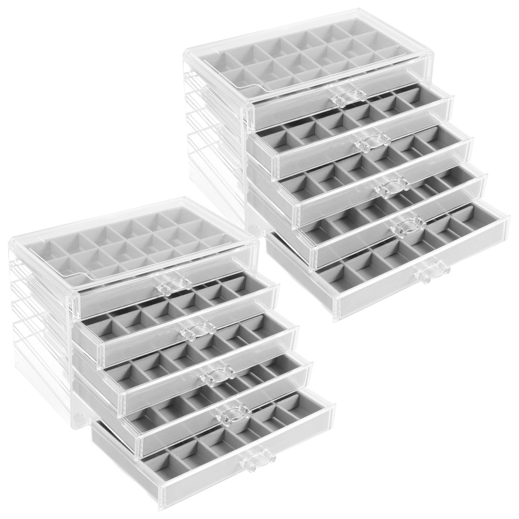 2 ชิ้น Rock Display Case Clear Rock Collection กล่อง 90 กริดปรับ Rock Collection Display Case อเนกปร