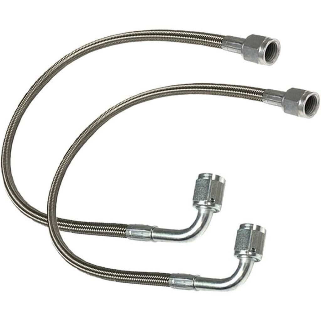 2pcs -3 AN 12" Stainless Braided TFE Brake Line Straight x 90° -3 Brake Hose