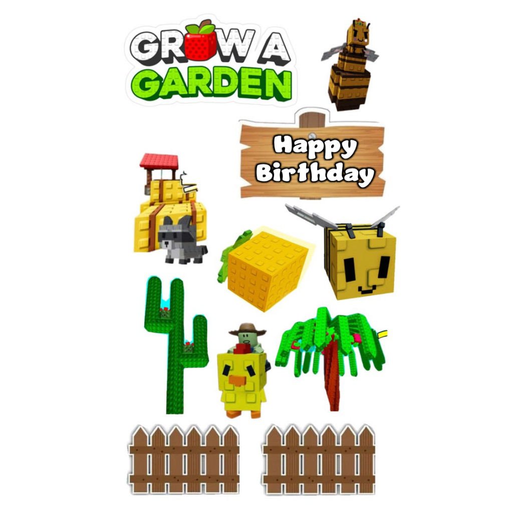 ท็อปเปอร์ GROW A GARDEN | GROW A GARDEN เค้ก Topper ชื่อที่กําหนดเอง | GROW A GARDEN ธีมตกแต่งเค้กวั