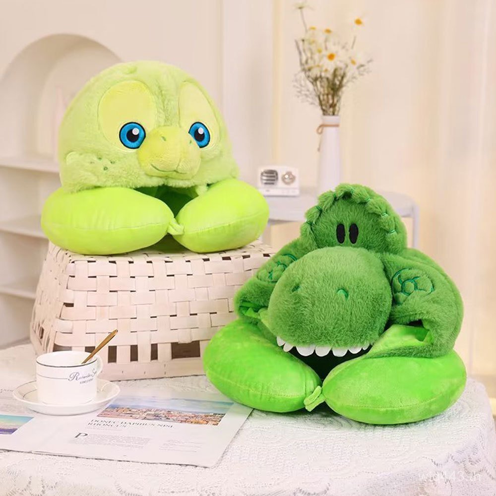 Sleeping U-Shaped หมอนคอหมอนคอหมอนไดโนเสาร์การ์ตูนน่ารัก Sea Turtle รถตลก Hooded Travel Handy เครื่อ