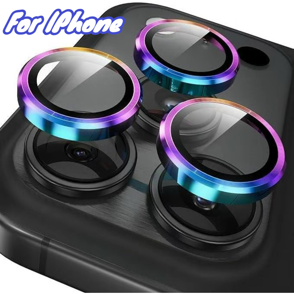 ฟิล์มกล้อง For iphone 17 17Air 17Pro 17Promax /16/15/14/13/12/11 Pro Promax ป้องกันฝาครอบเต็ม วงแหวนขอบโลหะ กระจกนิรภัย