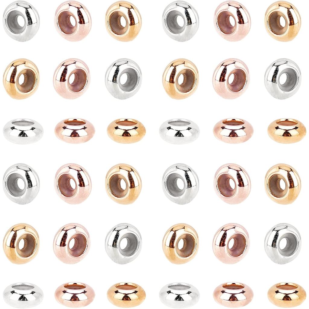 PH PandaHall ลูกปัด-Slider ขนาด 7 มม., ทองเหลืองซิลิโคน 60 ชิ้น หลายสี สำหรับทำเครื่องประดับ DIY เช่