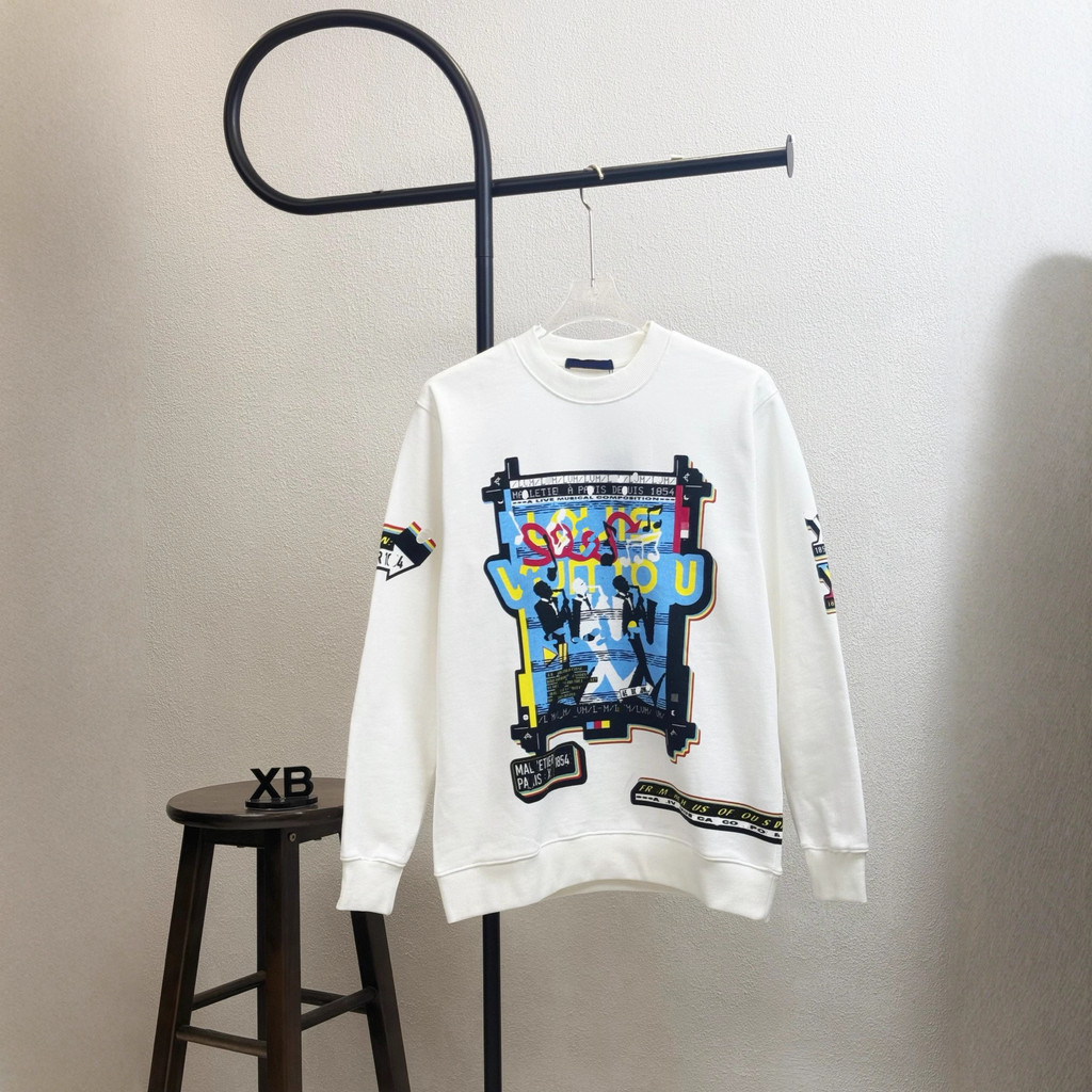 VEVO LO**V  2025SS Autumn New Music Symbol Printed Loose Crew Neck Sweatshirt