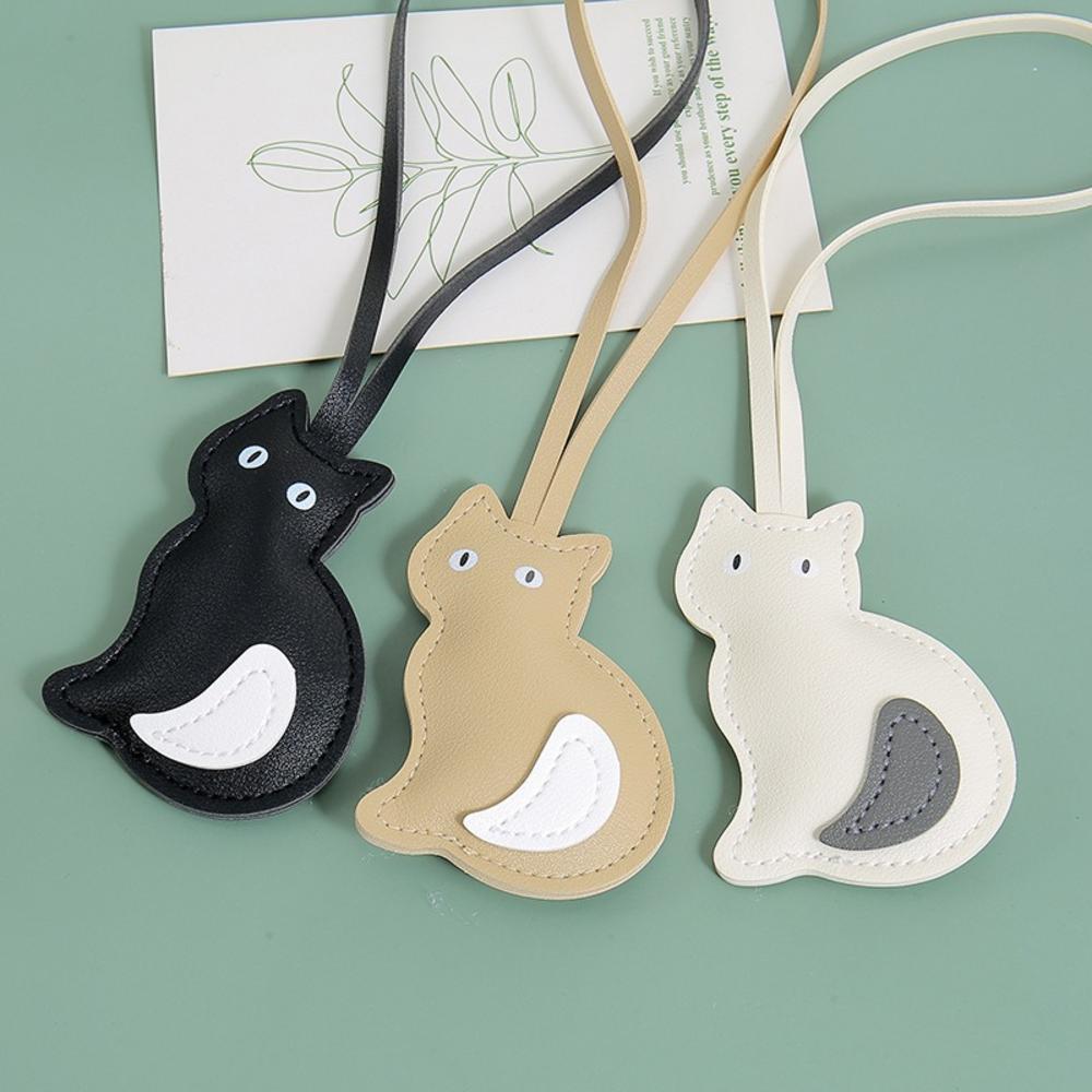 Feline เครื่องประดับรถยนต์น่ารักกระเป๋าแฟชั่น Charm ทนต่อการสึกหรอแบบพกพา Pu จี้หนังสําหรับรถยนต์ครอบครัวใช้การเดินทางทุกวัน - รูปที่ 3